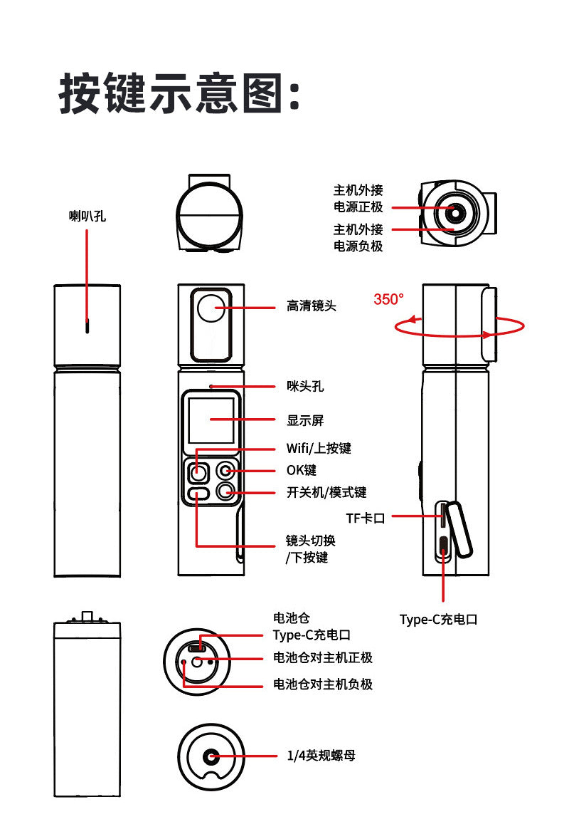 Cross-border New Handheld Camera4K Action camera HD shooting handheld vlog Pocket Camera Factory Customization