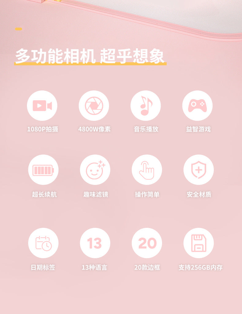 Polaroid Cross-border high-definition photo and video children's camera Student and children's printing camera with silicone case and photo paper