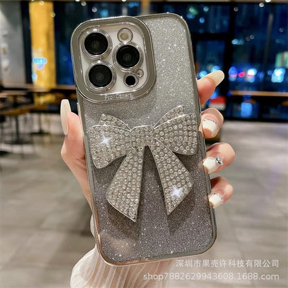 Luxurious Transparent Glitter Diamond Bowknot Case for iPhone 15 14 13 12 11 Pro Max, Apple 14 Pro Shockproof 13