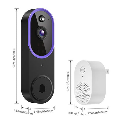 Smart 1080P Video Doorbell Camera Wireless, AI Human Detection, Live View, 2-Way Audio, Included Chime, Night Vision, 2.4G Wi-Fi, Cloud Storage, Indoor/Outdoor Surveillance Cam (Purple)