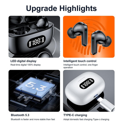 AI Cross-Border F05 Wireless Bluetooth Earphones for Phone Calls, LED Display, Deep Bass, Touch Control, Gaming Low Latency