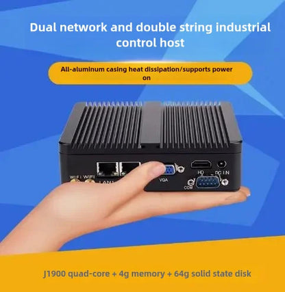 J4125 J6412 N100 J1900 J1800 Embedded Fanless Mini PC Fanless 2LAN Gigabit NICs MINI Computer PfSense Server Firewall with 2xCOM