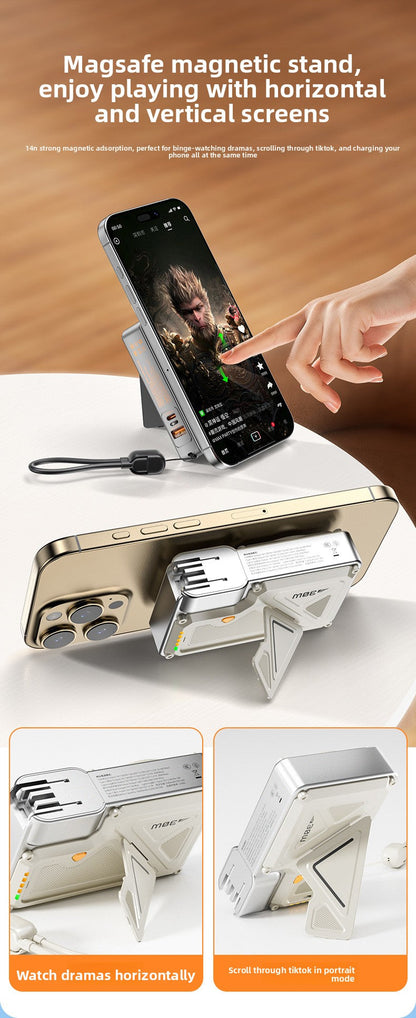 Power Bank AC Power Bank 35W Fast Charging with Built-in Cable Portable Power Supply Magnetic Wireless Charging Stand Multi-Function