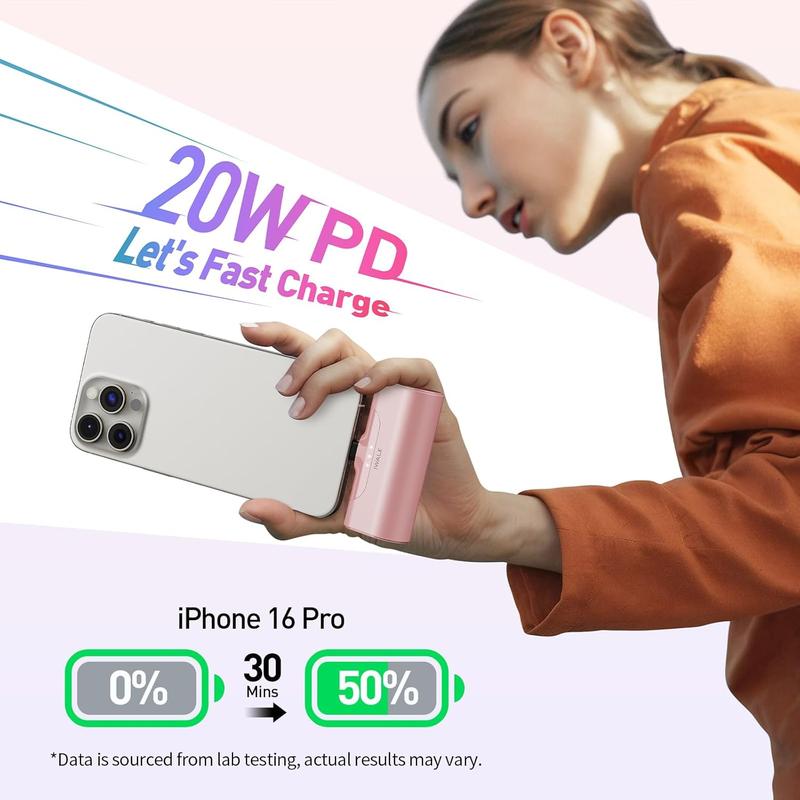 iWALK Small Portable Charger 4500mAh Lightning options available,Home Office Travel Charger,suitable for iPhone 8-14