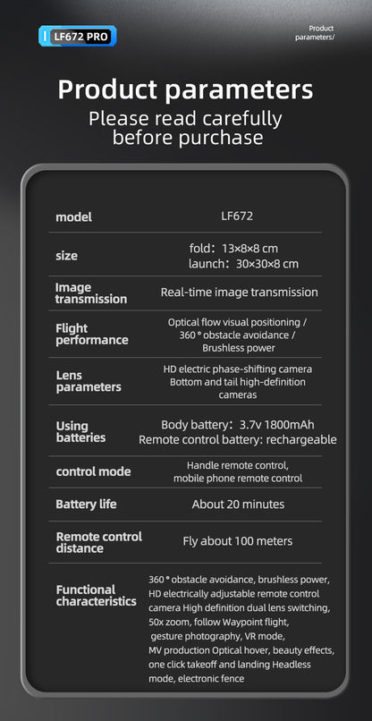 Cross-Border LF672Drone with Screen Control Remote Control Aircraft Optical Flow Positioning Brushless Motor Quadcopter Drone