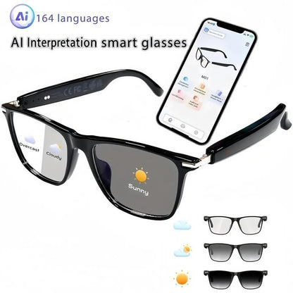 AI Interpretation Smart Glasses,160 Languages, Chat GPT,Audio Glasses for Men And Women,Microphone And Speaker, HD Voice Calls And HIFI Music Quality,Hands-Free Calling,Color Changing Lens, Suitable for  Riding,Driving,Travel,Black Friday & Cyber Monday