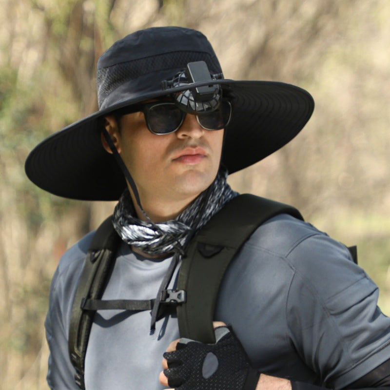 Foreign Trade Hot Item Solar Hat Rechargeable Dual Fan Men's Fishing Fisherman Hat Outdoor Sun Hat Sun Protection Hat