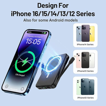 VIL Magsafe Battery Pack, 10000mAh Magnetic Power Bank 22.5W PD Fast Charging with USB-C Cable LED Display Wireless Portable Charger with Stand for iPhone 16/15/14/13/12/Pro