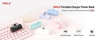 iWALK Small Portable Charger 4500mAh Lightning options available,Home Office Travel Charger,suitable for iPhone 8-14