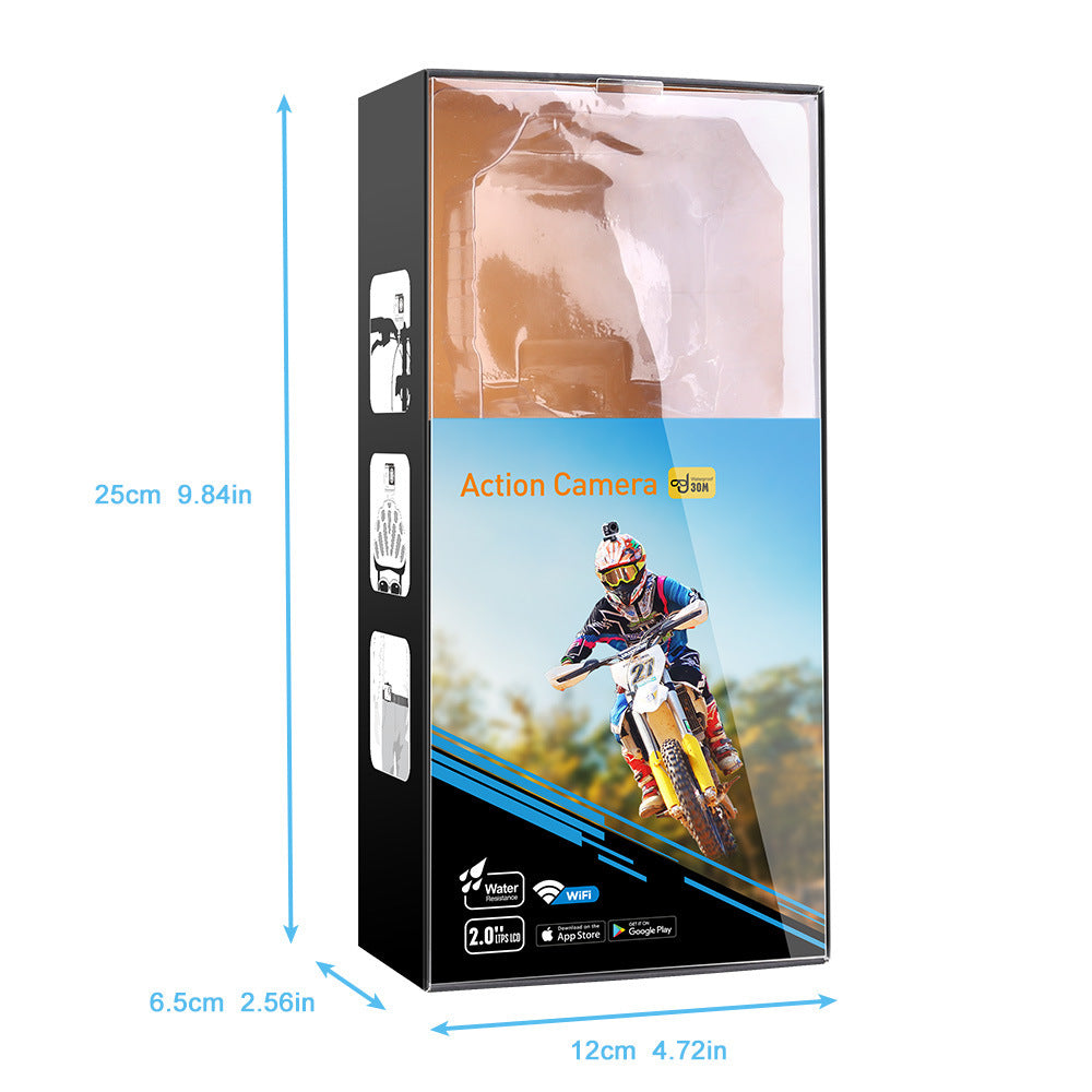 Cross-border new arrival4k Waterproof action camera with custom dual screen wifi Outdoor shooting cycling diving camera factory