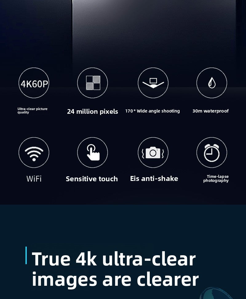 Cross-border 4k waterproof sports camera HD outdoor shooting riding underwater helmet camera sports camera factory