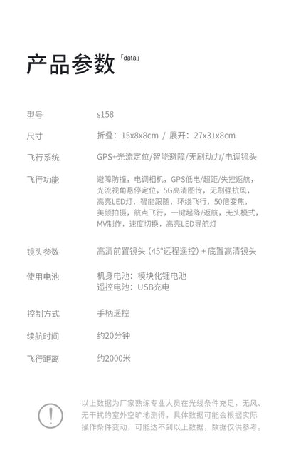 Cross-Border S158Uav GPS Positioning Brushless Motor HD Dual Camera Aerial Photography Obstacle Avoidance Remote Control Aircraft Drone