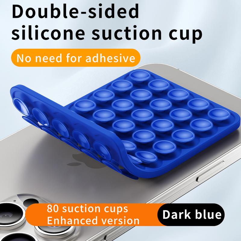 Suction Cup Phone Case Mount Double-Sided,Silicon Sticky Phone Stand for iPhone and Android, Hands-Free Strong Grip Holder for Selfies and Videos - Black