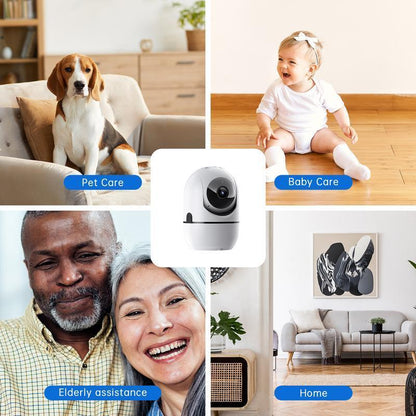 2MP Smart WiFi Pan-Tilt Security Camera with Human Detection, 2-Way Audio, IR Night Vision, IP64, Cloud/TF Storage, White