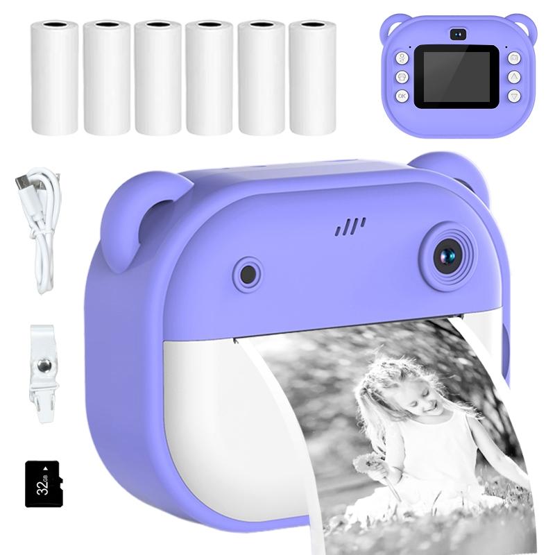 Instant Camera, Portable Camera, Digital Camera, Multifunctional 1080P HD Dual-Camera Kids Instant Print Camera, Includes Storage Card & Thermal Paper Roll, Birthday Gift