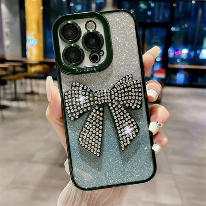 Luxurious Transparent Glitter Diamond Bowknot Case for iPhone 15 14 13 12 11 Pro Max, Apple 14 Pro Shockproof 13