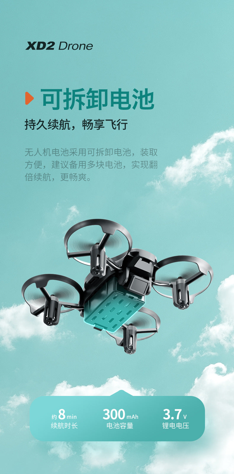 Cross-Border XD2Mini Drone, Shockproof and Impact Resistant2.4G Four-Axis Aircraft360°Rotating and Rolling Remote Control Toy