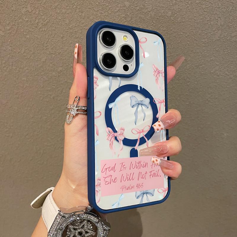 Premium Magnetic Case for iPhone11/12/13/14/15/16/promax Bow Bible label collage | MagSafe Ready, Anti-Fall, and Ultra-Thin Design | Perfect for Everyday Use springtok aesthetic pattern design protective phone case magsafe magnetic luxury case