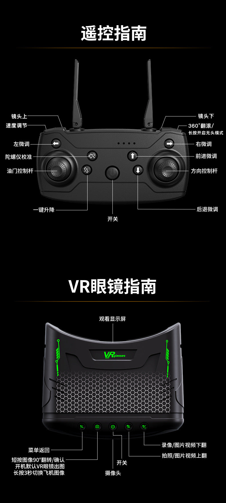 Cross-border Drone H20Foldable Brushless HD Aerial Photography Four-Axis Drone VR Glasses Remote Control Airplane drone