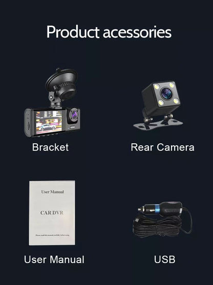 170High-definition recorder with front and rear triple recording and touchscreen1080P Driving Recorder WIFI Mobile Phone Interconnection