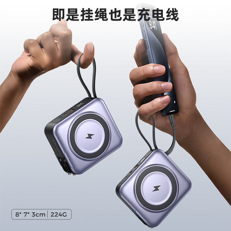 New power bank six-in-one magnetic wireless charger with built-in cable multifunctional AC Plug10000Mah Large Capacity