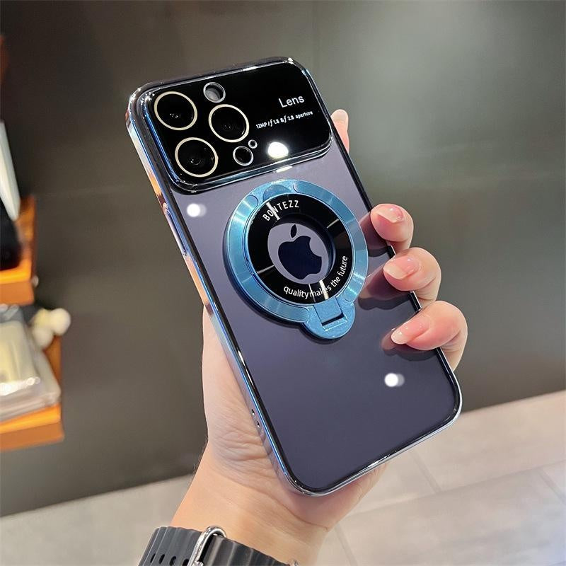 Suitable for iPhone 15 14 13 12 11 Pro Max Plus Transparent Magnifying Glass Phone Case Apple 14 Pro Max Window Magnetic Stand Protective Cover 13