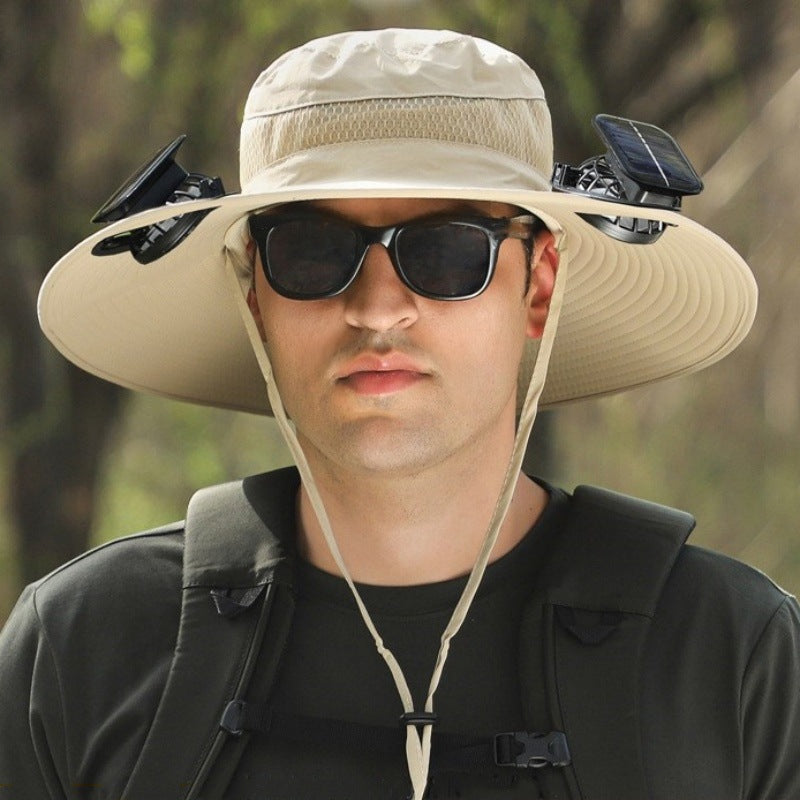 Foreign Trade Hot Item Solar Hat Rechargeable Dual Fan Men's Fishing Fisherman Hat Outdoor Sun Hat Sun Protection Hat