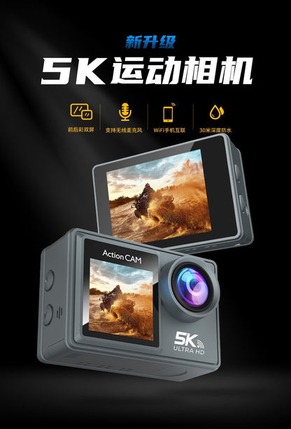 Cross-Border5k Sports Camera Waterproof and anti-shake with wireless microphone support Outdoor shooting recorder factory customization