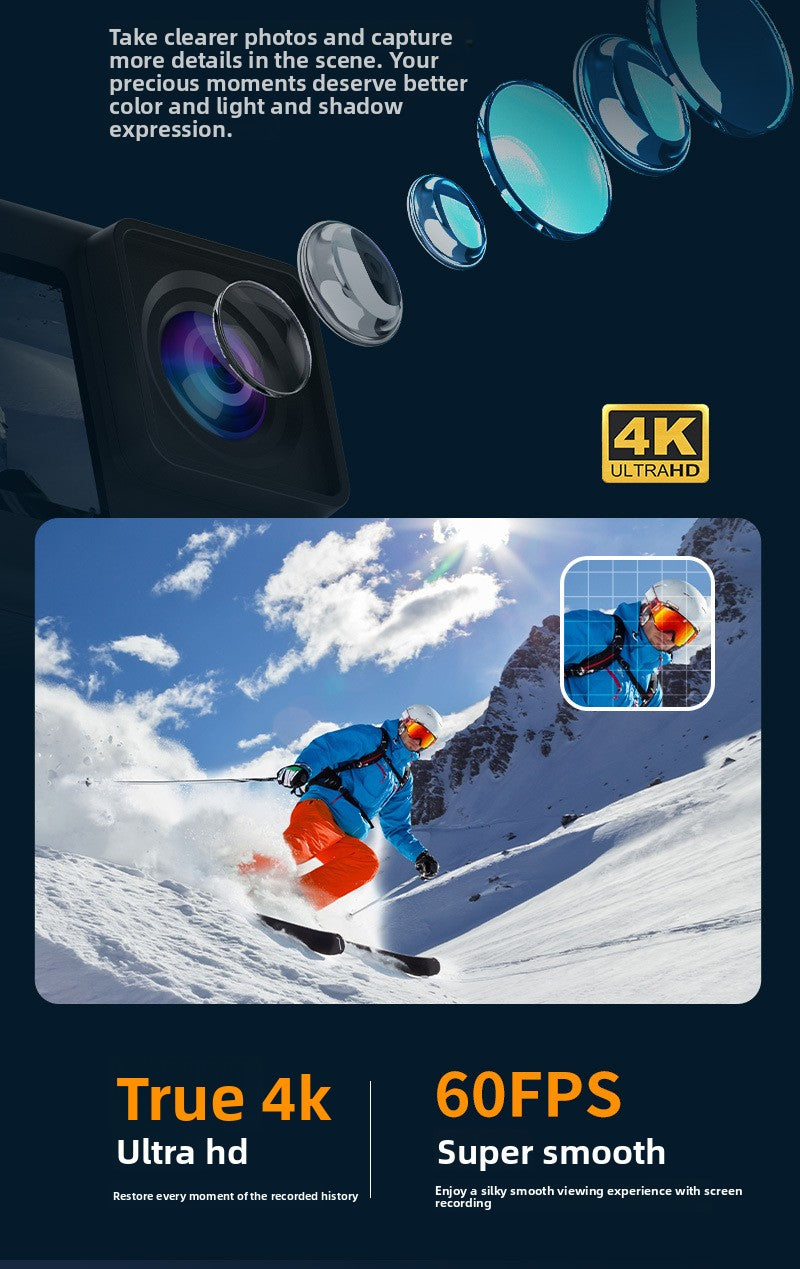 Cross-border 4k waterproof sports camera HD outdoor shooting riding underwater helmet camera sports camera factory