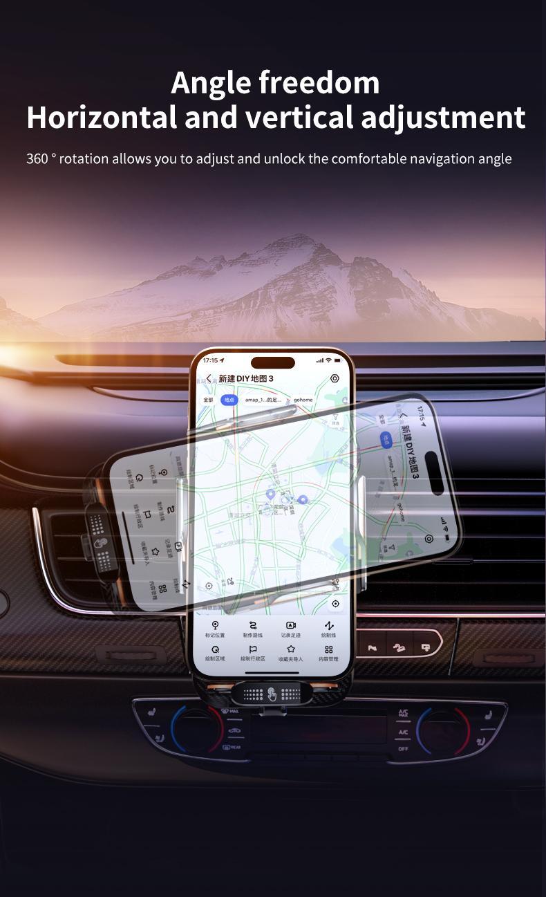 Wireless Car Charger Fast Auto Clamping Car Charger Phone Holder fit iPhone Pro  tags Smartphone Cellphone Charging Electronic magnetic 360 rotating Lightning Bracket