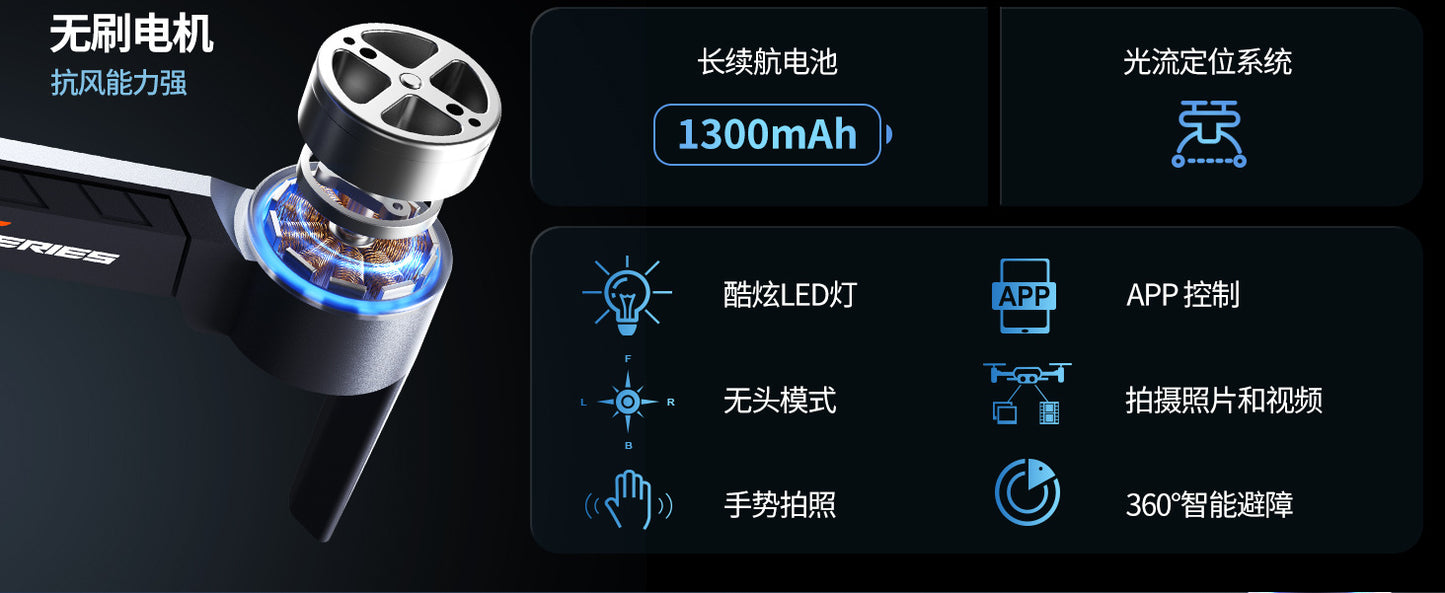 Cross-border Drone GT8Three-Camera Aerial Photography Four-Axis Flight Power Display Over-Distance Reminder Remote Control Toy Airplane