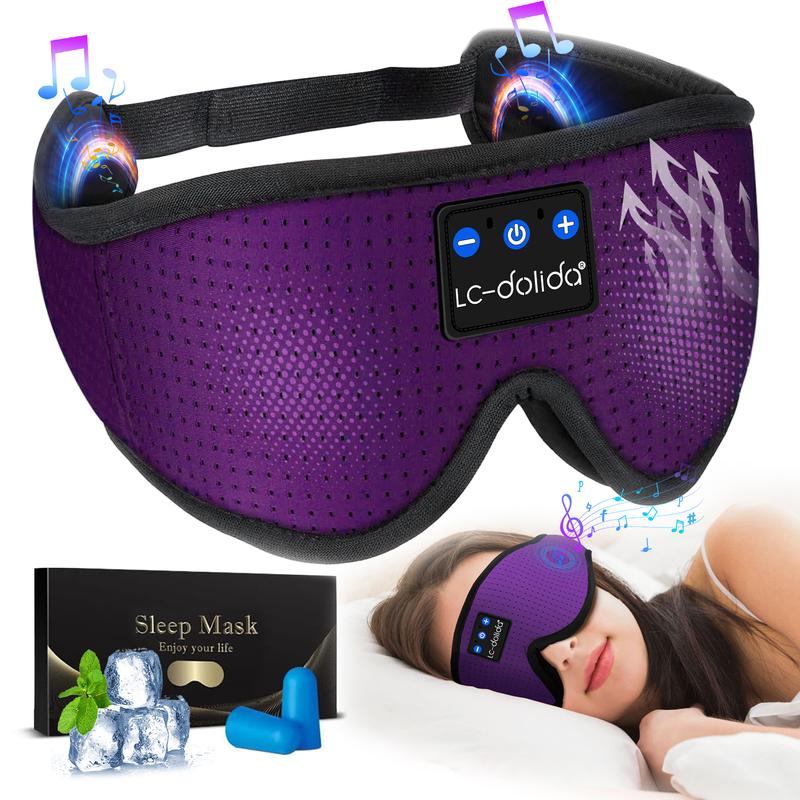3D Bluetooth Sleep Mask with Headphones, Wireless Music Sleep Headband Eye Mask for Side Sleepers,Sleeping Comfortable Black-3D