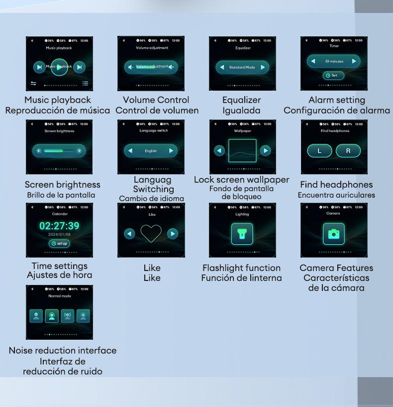 HYUNDAI Friend Pro Noise Reduction Headphones with Full Color Touch Charging Case, Robust Bass Stereo Audio Headset, IPX5 Waterproof & Anti-lost Search Function Earbuds