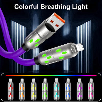 [Buy 1 Get 1 Free] 6.6ft  4-in-1 Multi USB Charging Cable with USB A,Type C,Lightning-MAX240W Fast Charging & Data Sync for iPhone16/15,iPad Pro, Samsung & Laptops fast charger usb cable 4-in-1 fast Breathing Light  -max 1 usb-c data 4 1 charging cable