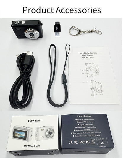 Cross-border New Small Digital Camera Photo Video Thumb Camera Cycling Climbing Pet Recording Mini Camera