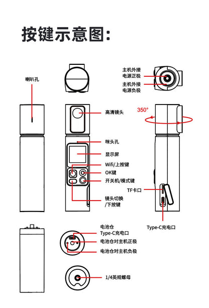 Cross-border New Handheld Camera4K Action camera HD outdoor sports shooting handheld vlog Pocket Camera