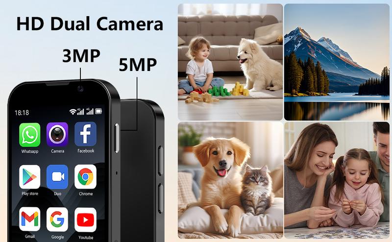Soyes 3.0" Mini Smartphone with HD Touchscreen Dual Cameras 3MP+5MP GPS Android Lightweight Portable Kids Learning Tool Toy Cellphone Gift - Casing (notes to use 5V/1A adapters only)