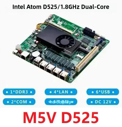 Soft router motherboard J1900/D525 4 network ports Gigabit card server AiKuai firewall New Original Mini-ITX Mainboard DC12V