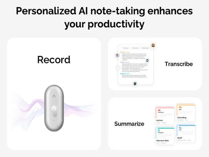 PLAUD NotePin Smart Voice Recorder, 64GB Memory, Supports 112 Languages, App Control, AI Transcribe & Summarize, Audio Recorder for Lectures & Meetings