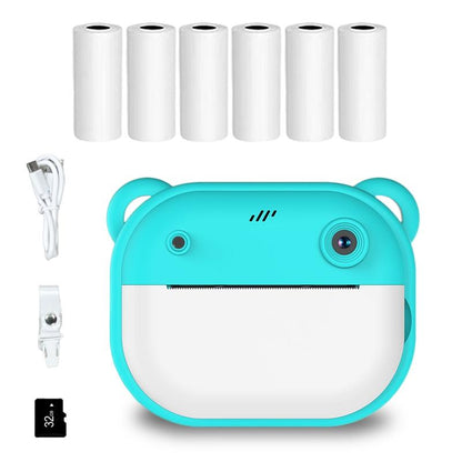 Instant Camera, Portable Camera, Digital Camera, Multifunctional 1080P HD Dual-Camera Kids Instant Print Camera, Includes Storage Card & Thermal Paper Roll, Birthday Gift