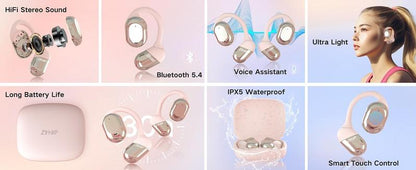ZIHNIC ZN-S05 Wireless Open-Ear Headphone,V5.4 Earphones ,Fashionable Earbuds,IPX5 Water Proof,Wireless Gaming Headphones,HIFI Sound Quality Music Earbuds for Gaming Travel Sports Built-in Mic,Electronic Audio&Video Product Headset