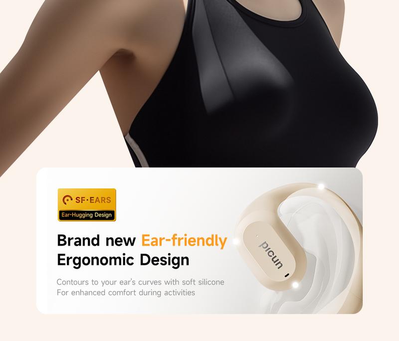 Picun H1 Lightweight Earbud Audio Headset with CVC, HD Microphone, Electronic Touch Control, Ideal for Cycling, Running & Workouts, Wireless Design