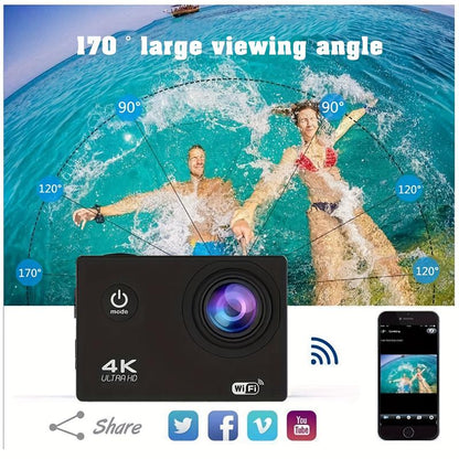 Action Camera with 4K 30FPS Ultra HD Video,12MP Photos, HDR,2.0" Image Sensor, Daily Streaming, HD camera, Stabilization