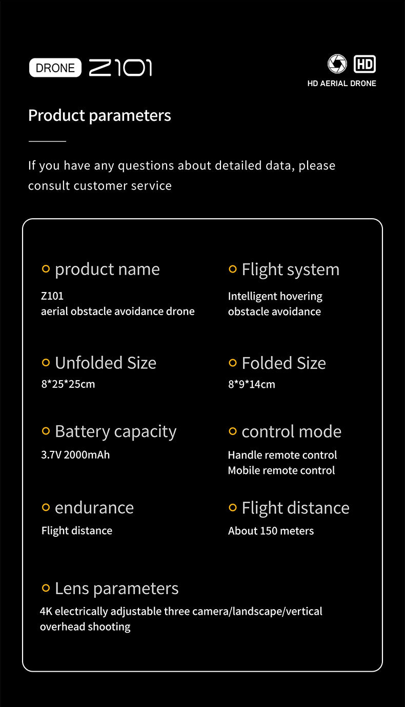 Cross-Border Z101Drone Long Endurance Obstacle Avoidance Aerial Photography Quadcopter Brushless Motor Remote Control Aircraft Drone