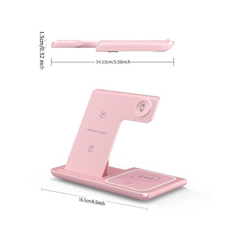 3-in-1 Wireless Charger, 15W Fast Wireless Charger, Foldable & Portable Design Wireless Charging Station for iPhone & Samsung Phone & iWatch & AirPods Series