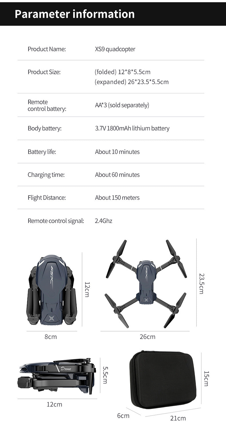 XS9Cross-border Drone4K Dual Camera HD Aerial Photography Foldable Drone with Altitude Hold V88Remote Control Airplane Toy