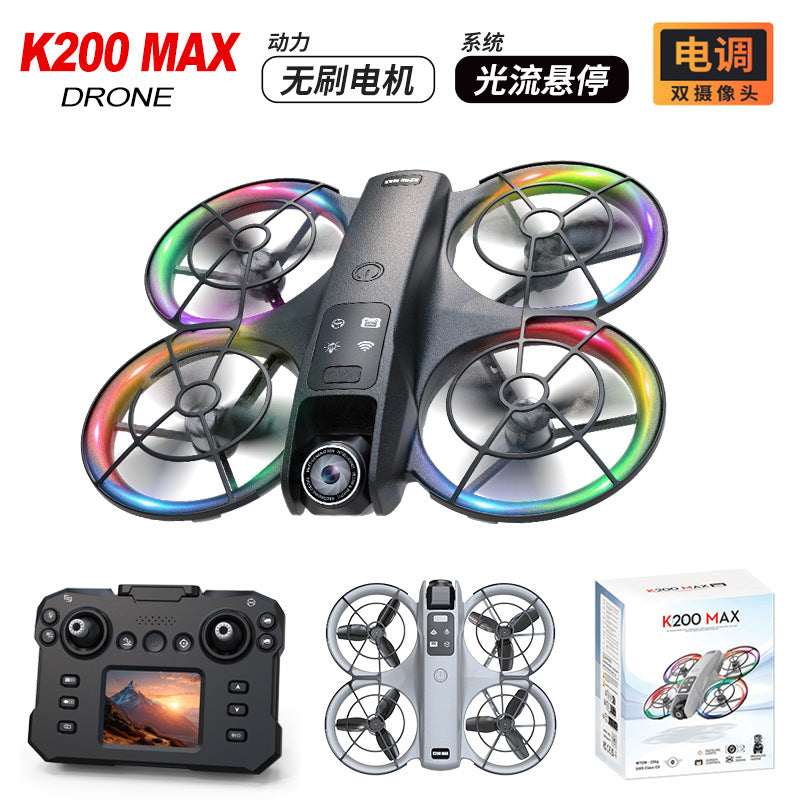 Cross-Border K200 Drone Brushless with Screen Aerial Photography Aircraft Optical Flow Positioning Color Light Full Protection Remote Control Plane