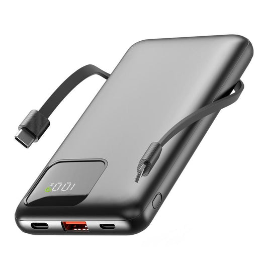 Portable Charger with Built-in Wires, 22.5W Fast Charge Power Bank, 10000mAh Slim Battery Pack for iPhone, Samsung, LG, Google Pixel, iPad