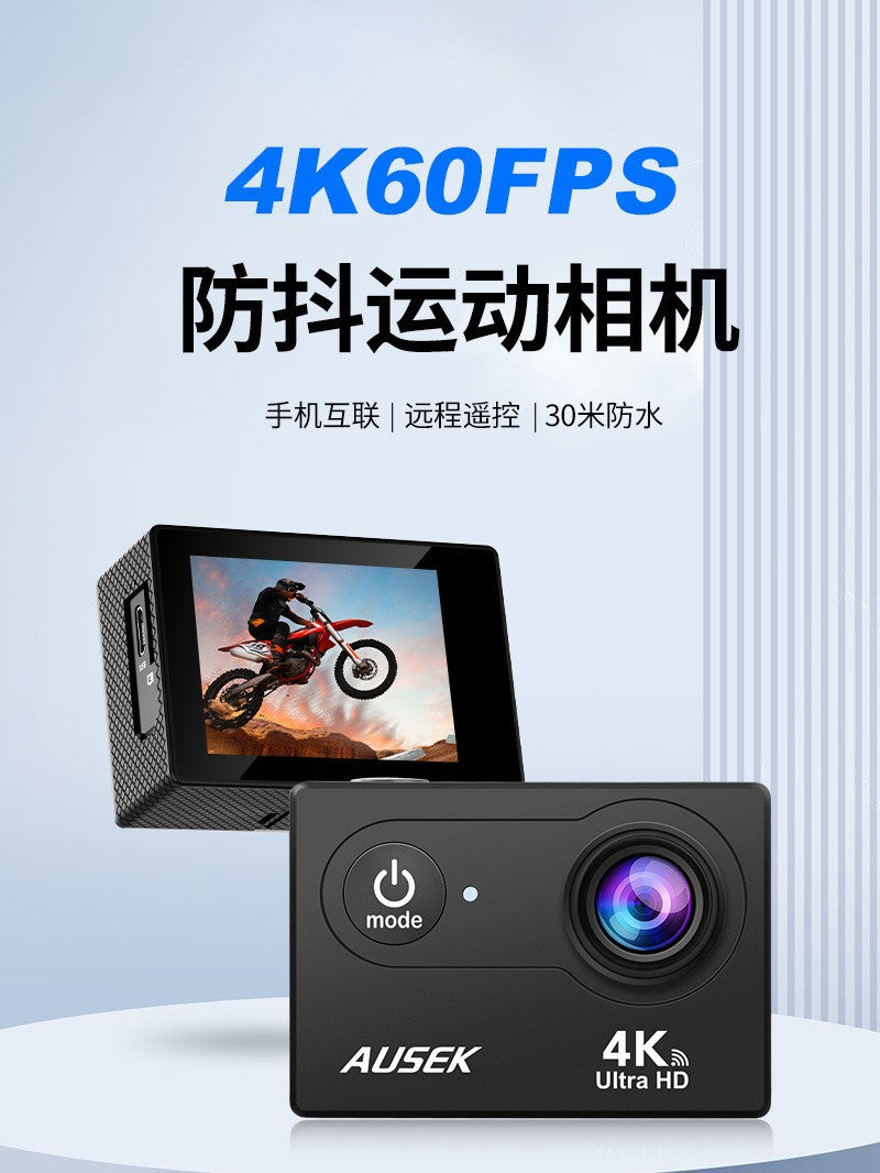 Cross-border new arrival4k Waterproof action camera with custom dual screen wifi Outdoor shooting cycling diving camera factory