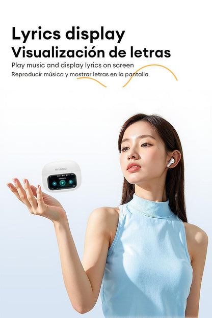 HYUNDAI Friend Pro Noise Reduction Headphones with Full Color Touch Charging Case, Robust Bass Stereo Audio Headset, IPX5 Waterproof & Anti-lost Search Function Earbuds